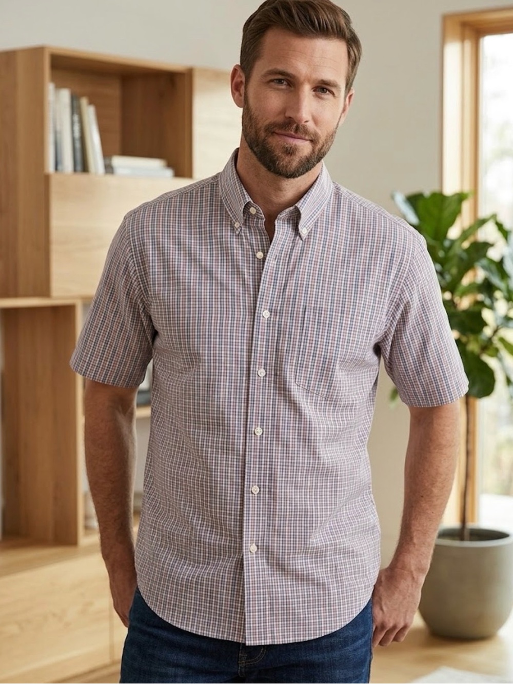 Men's Daniel Cremieux Classic Checkered Short Sleeve Button Down Shirt